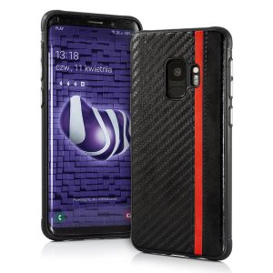 Zaščitni ovitek carbon elegance črn z rdečo črto