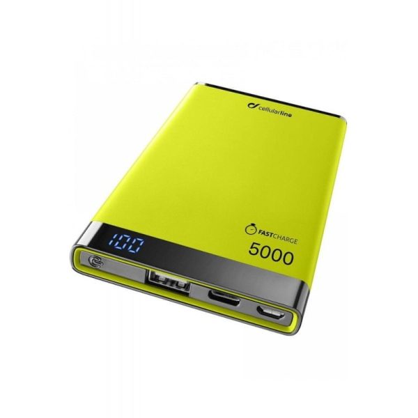 CellularLine Prenosna baterija PowerBank MANTA 5.000, USB-C Yellow Rumena