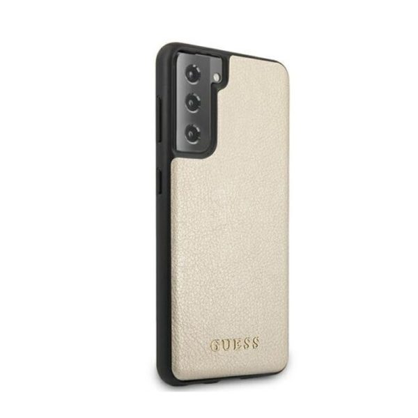 Ovitek GUESS Glitter Vintage Logo Samsung S21 Zlata
