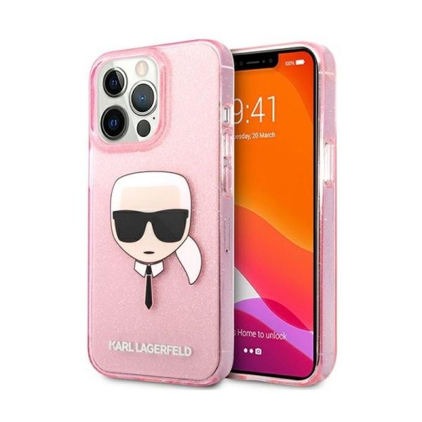 Ovitek Karl Lagerfeld iPhone 13 Pro Glitter Karl`s Pink Roza