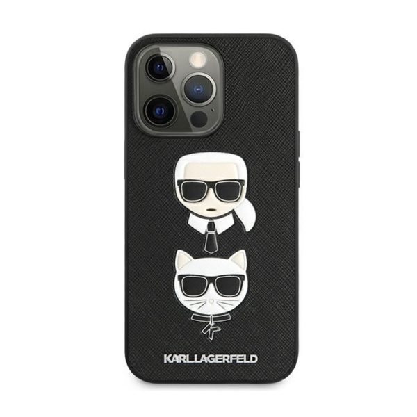 Ovitek Karl Lagerfeld iPhone 13 Pro Saffiano Karl & Choupette Black Črna