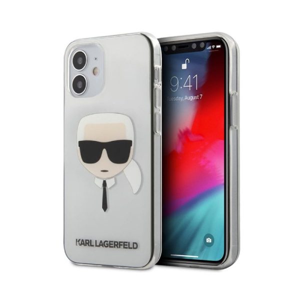 Ovitek Karl Lagerfeld iPhone 12 Saffiano Ikonik Karl`s Patch Prozorna