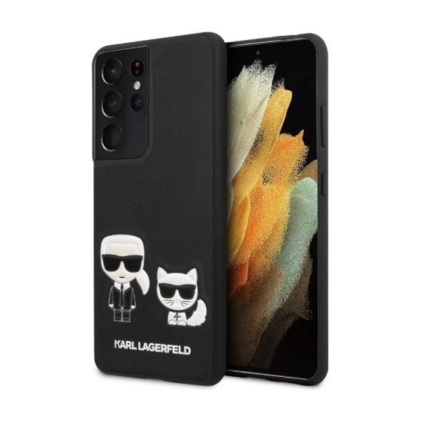 Ovitek Karl Lagerfeld Samsung S21 Ultra Saffiano Karl & Choupette Black
