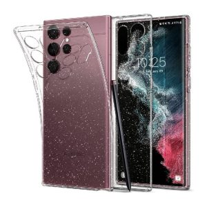 Ovitek Spigen Liquid Glitter Crystal za Samsung Galaxy S22 Ultra - prozoren