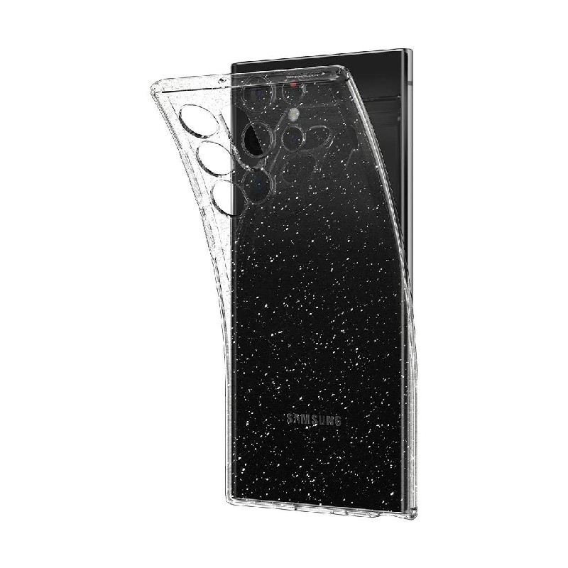 Ovitek Spigen Liquid Glitter Crystal za Samsung Galaxy S22 Ultra - prozoren