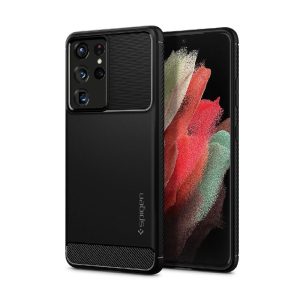 Ovitek Spigen Rugged Armor za Samsung Galaxy S21 Ultra Matte Black Črna