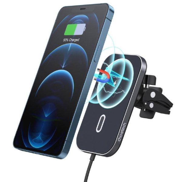 Choetech avtonosilec in polnilec z magnetno tehnologijo QI Charger 15W Črn