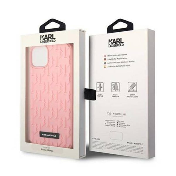 Ovitek Karl Lagerfeld iPhone 14 3D Monogram Pink