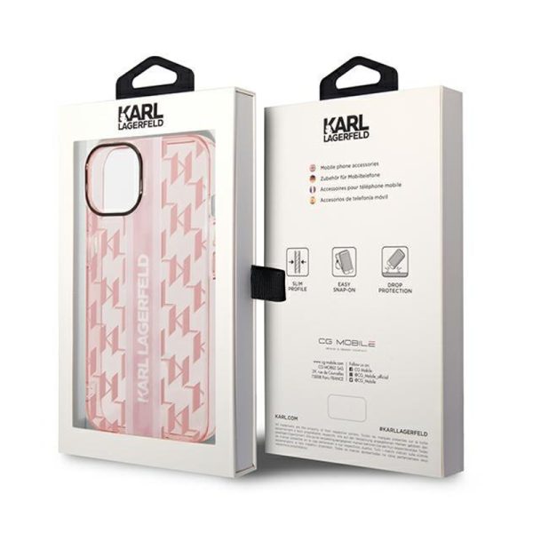 Ovitek Karl Lagerfeld iPhone 14 Pro Mono Vertical Stripe Pink