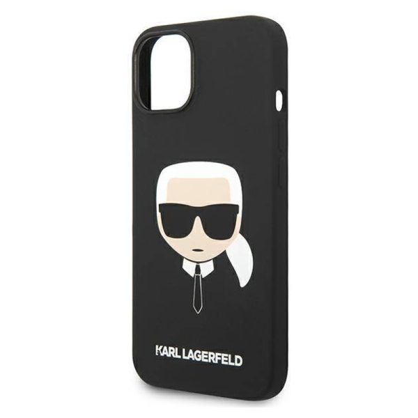 Ovitek Karl Lagerfeld iPhone 14 Silicone Karl`s Head Black