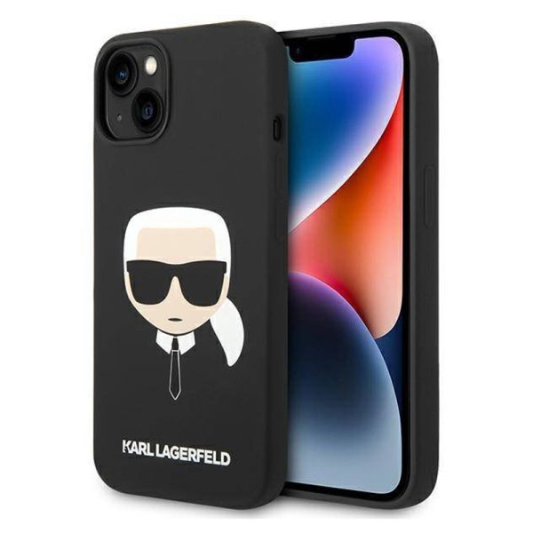 Ovitek Karl Lagerfeld iPhone 14 Silicone Karl`s Head Black