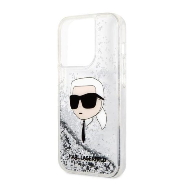 Ovitek Karl Lagerfeld iPhone 14 Pro Glitter Karl Head