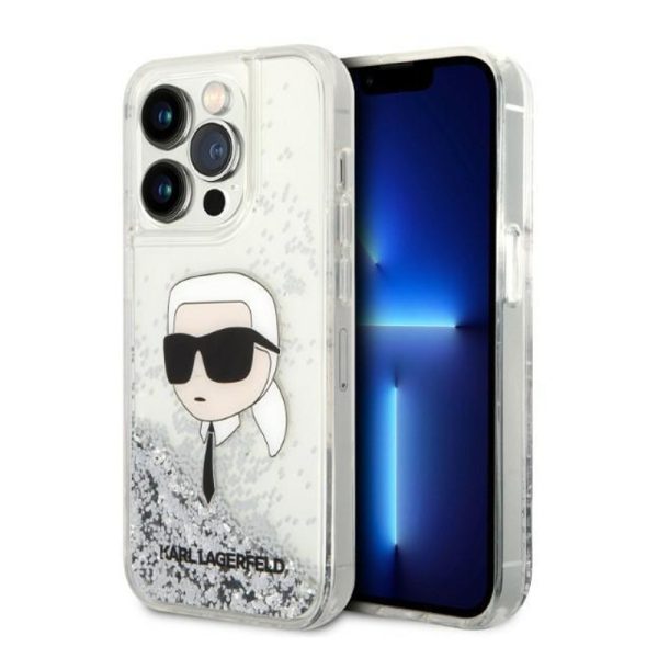 Ovitek Karl Lagerfeld iPhone 14 Pro Glitter Karl Head