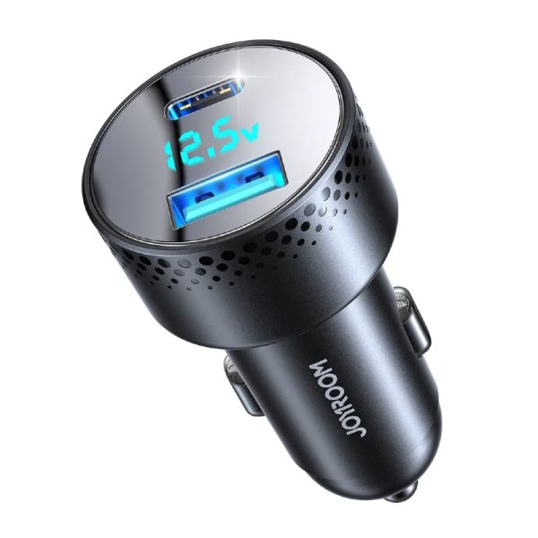 Joyroom Avto Polnilec 1xUSB, 1xUSB-C 53W PD+QC - črna