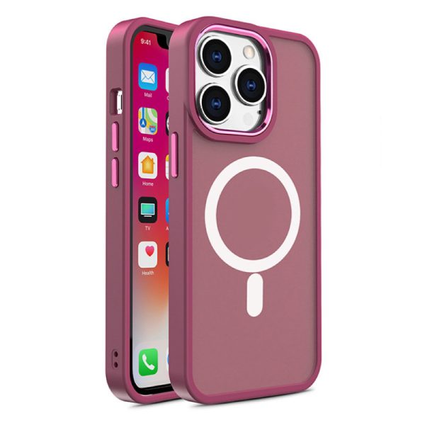 Magnetic prozoren ovitek za iPhone 15 Pro Max z MagSafe - Burgundy