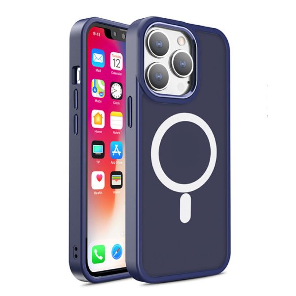 Magnetic prozoren ovitek za iPhone 15 Pro Max z MagSafe - Navy Blue