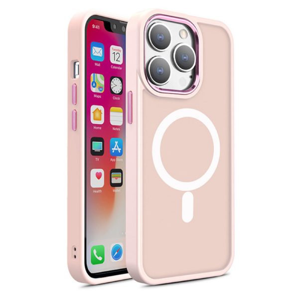 Magnetic prozoren ovitek za iPhone 15 Pro Max z MagSafe - Pink