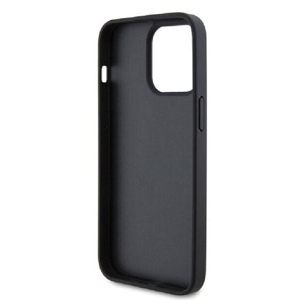 Ovitek Ferrari Genuine Leather za Apple iPhone 15 - črna