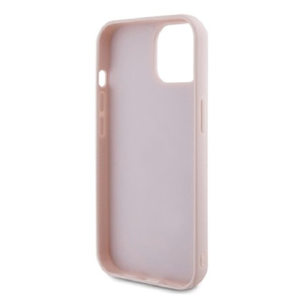 Ovitek Guess Quilted Metal Logo za Apple iPhone 15 - roza