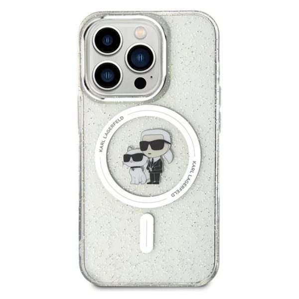 Ovitek Karl Lagerfeld Karl&Choupette Glitter za Apple iPhone 15 Pro Max - prozoren