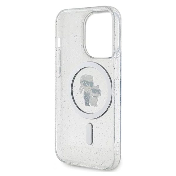 Ovitek Karl Lagerfeld Karl&Choupette Glitter za Apple iPhone 15 Pro Max - prozoren