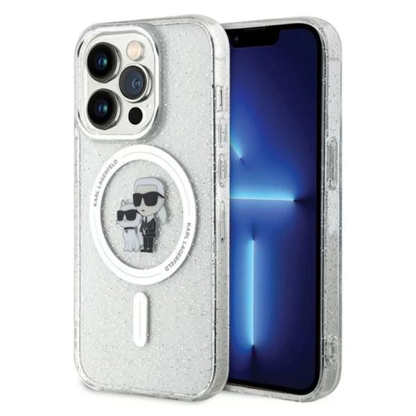 Ovitek Karl Lagerfeld Karl&Choupette Glitter za Apple iPhone 15 Pro Max - prozoren