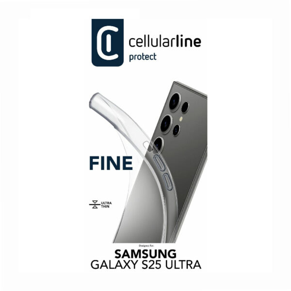 Silikonski ovitek CellularLine FINE za Samsung S25 Ultra prozoren