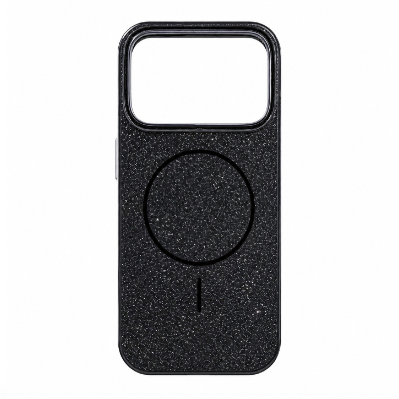 Silikonski ovitek LUXURY z Magsafe za iPhone 17 - črn z bleščicami